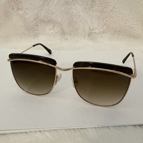 Balmain Women\'s BL2521 04 Havana/Gold Fashion Square Sunglasses 56mm